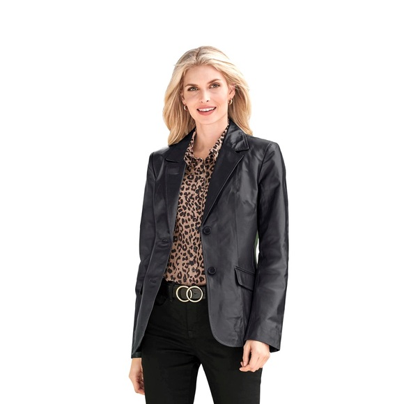 Chadwick’s Butter Soft 100% Leather  Button Blazer with Vented Sleeves. Size 8. - Picture 1 of 5